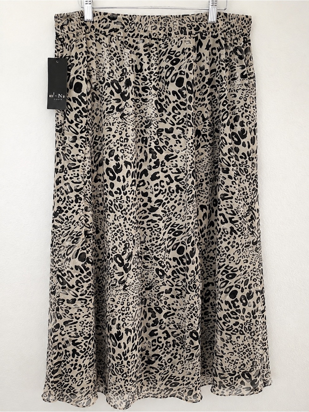 NWT I.N. Studio Leopard Print Midi Skirt 2X Fully Lined Flowy